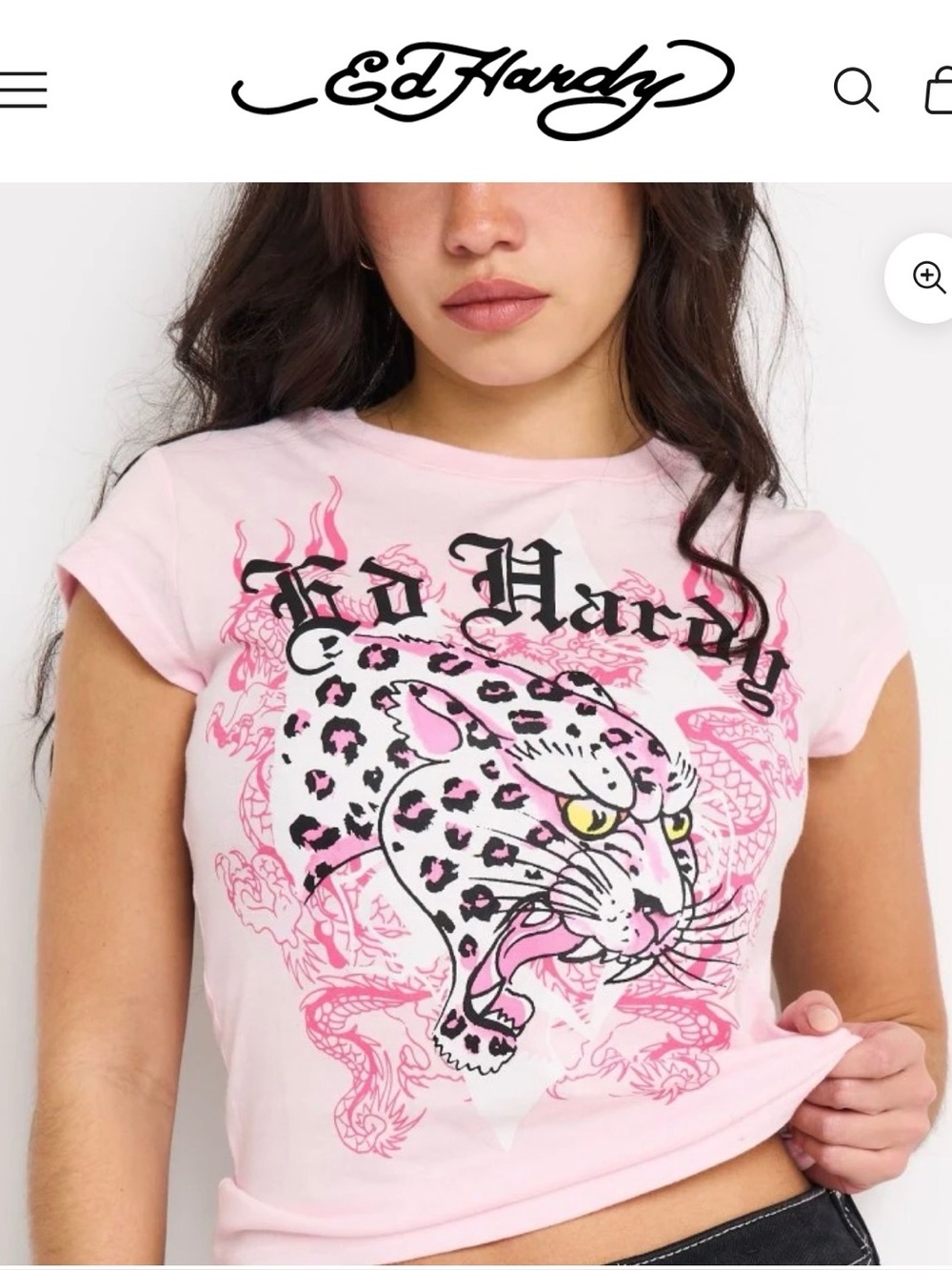 Ed Hardy Pink Leopard & Dragon Graphic Tee